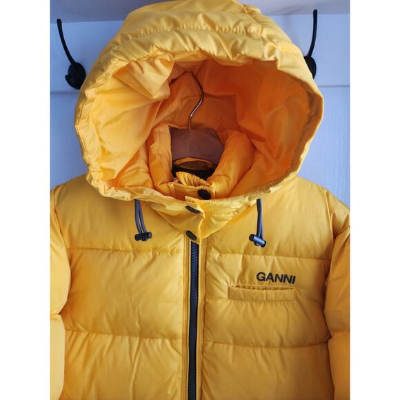 GANNI Spectra Yellow Recycle Oversized Puffer Jacket w Hood XS/S fits M -$475 - Picture 6 of 12